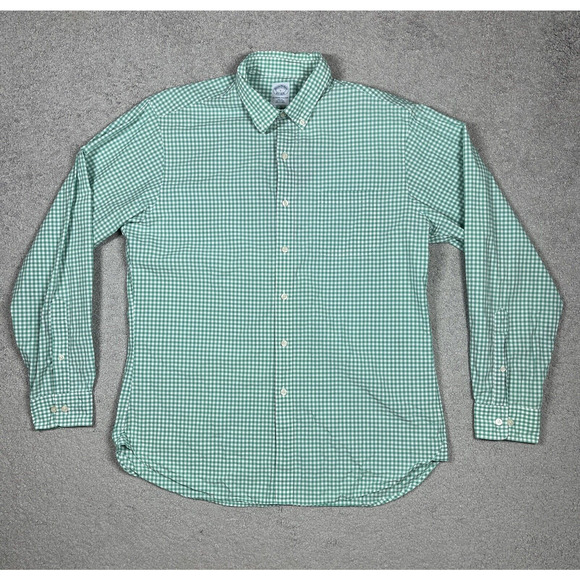 Brooks Brothers Shirt Mens Large Slim Fit Gingham Plaid Easter *See Description* - Picture 2 of 13